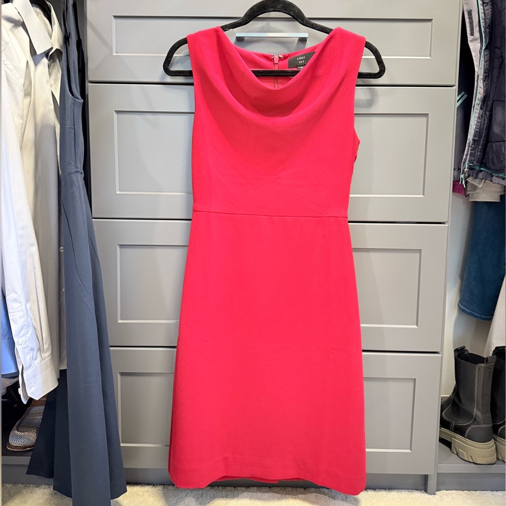 J. Crew Classic Red Crow Neck Midi Dress, 365, Size 2